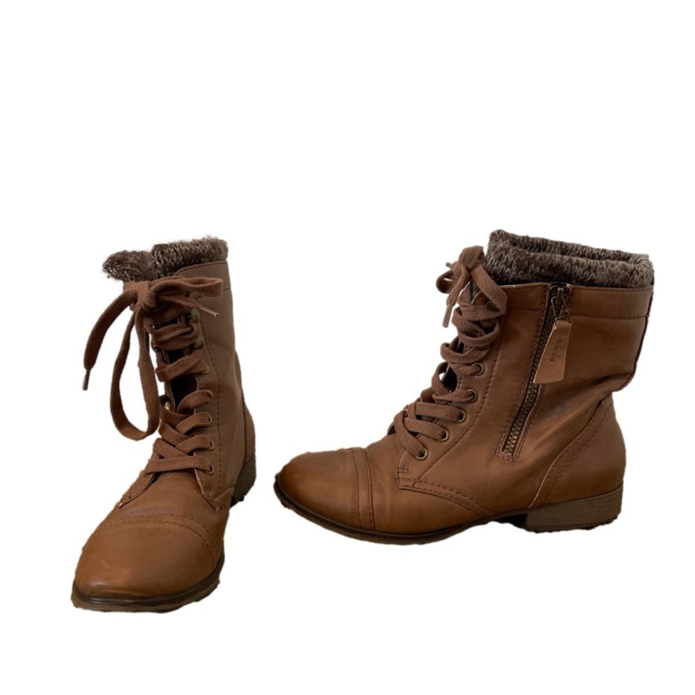 Madden Girl Brown Leather Boots Size 8